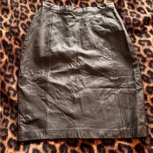 Vintage Black Leather Pencil Skirt